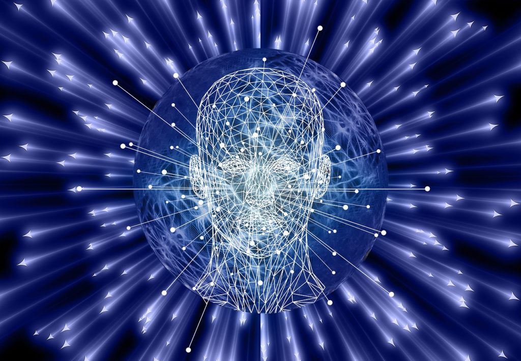 head with neurons and pixels
